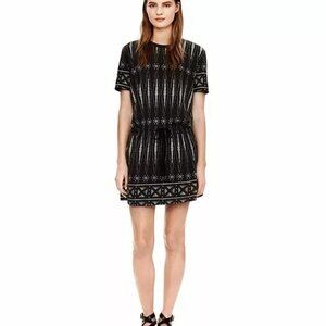 Tory Burch Cotton Drawstring T-Shirt Bologna Ikat Black Dress size Med